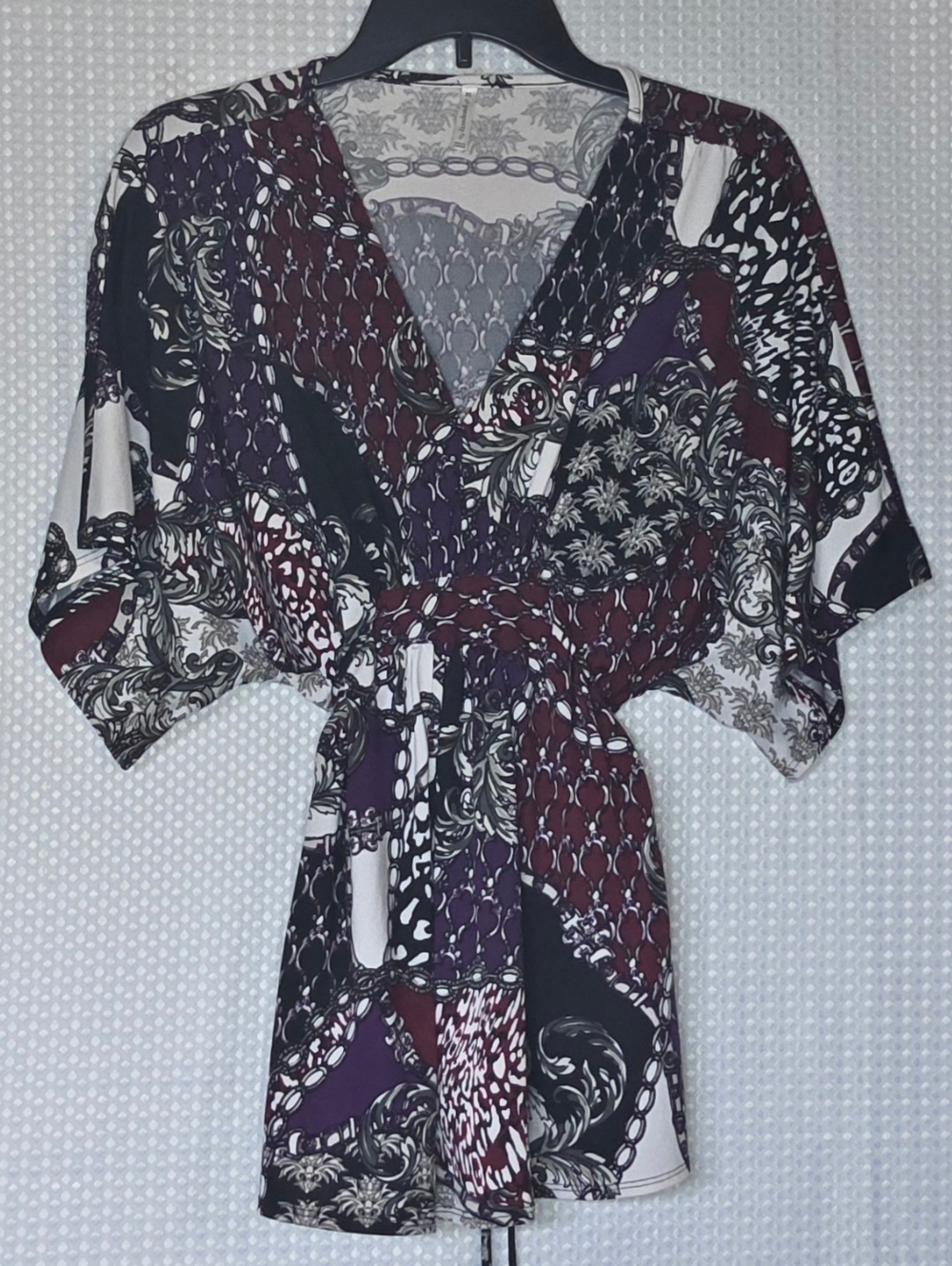 Whimsigoth Boho Wrap Blouse Cinch Waist Top Dark Academia Vibe XL - Picture 12 of 12